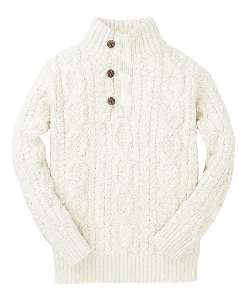 Hope & Henry Boys' Organic Mock Neck Cable Sweater, Kids In Neutral