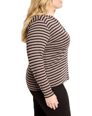 Striped Long Sleeve Henley Tee