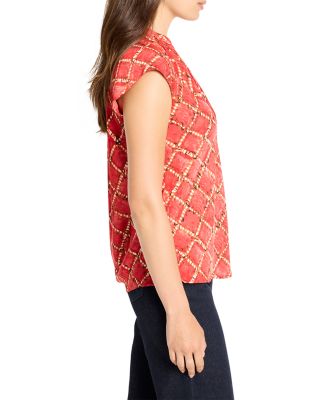 Squiggle Check Cap Sleeve Top