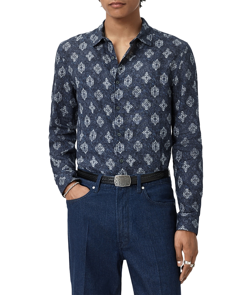 John Varvatos Ross Slim Fit Printed Button Front Shirt