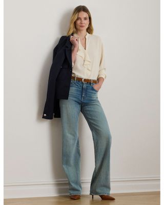 Ruffle Trimmed Georgette Tunic