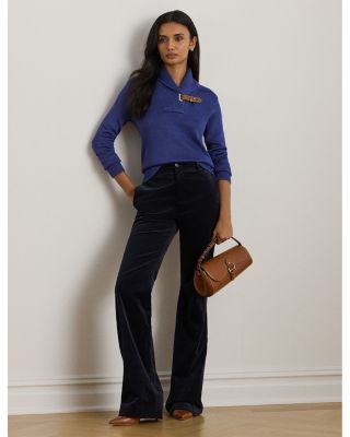 Buckle Trim Cotton Blend Sweater