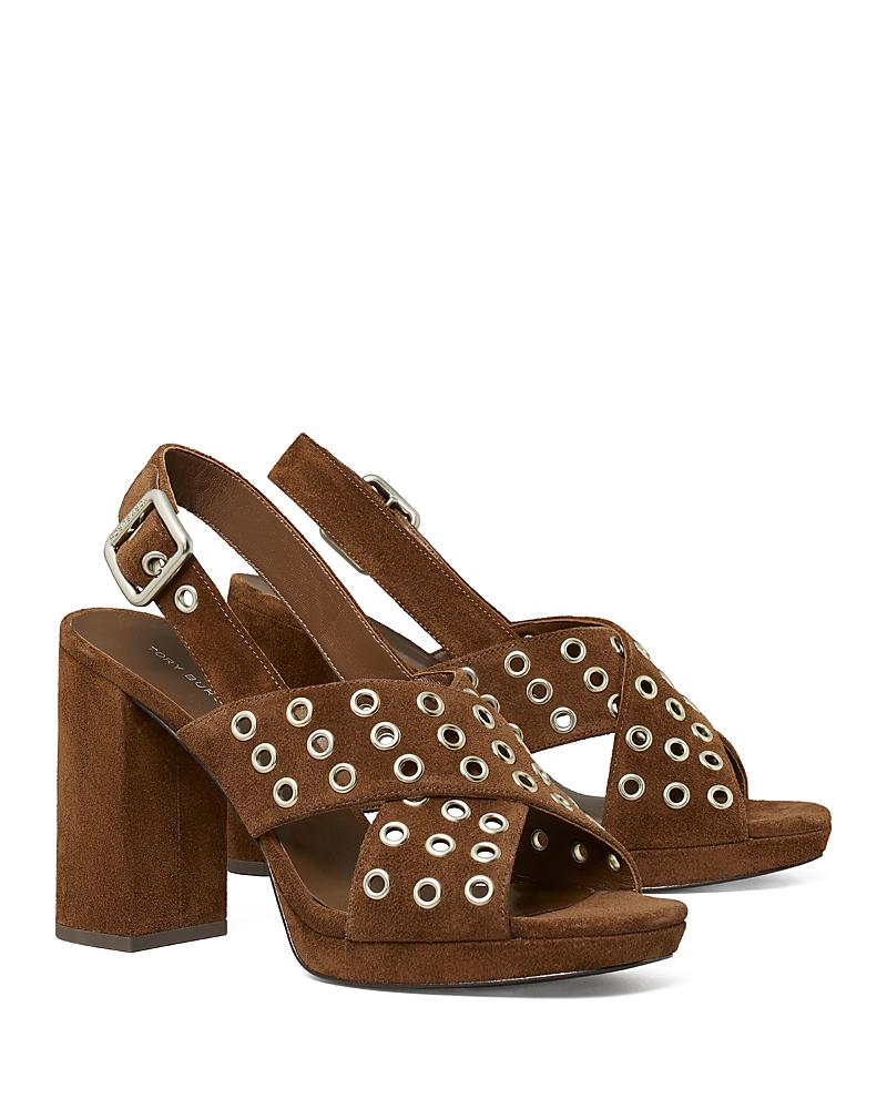 Tory Burch Cross-band Heeled Sandal In Brown