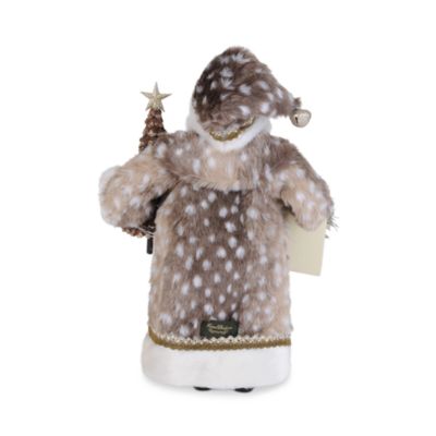 Light Up Fawn Faux Fur Santa Figurine