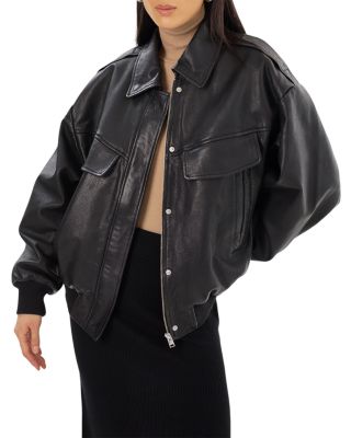 Trevanna Leather Bomber Jacket