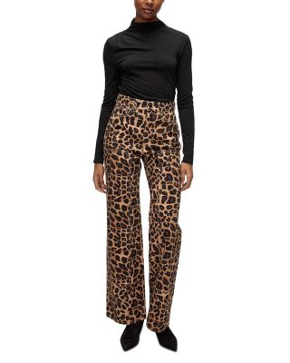 Taylor High Rise Wide Leg Jeans in Washed Leopard