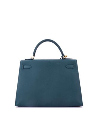 Kelly 32 Handbag Blue Epsom with Gold Hardware