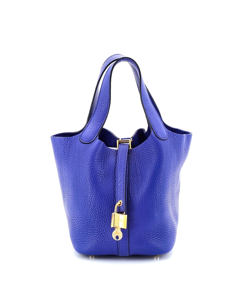 Pre-owned Pre-owned Hermes Hermes Pm Picotin Lock Bag Clemence In Blue