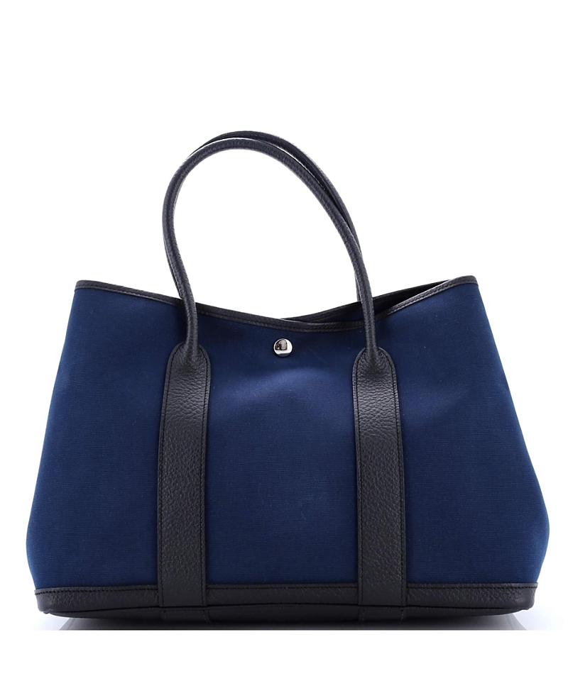 Pre-owned Pre-owned Hermes Hermes 36 Garden Party Tote Toile And Leather In Blue