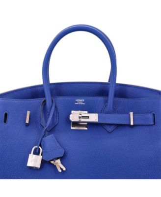 Birkin 30 Handbag Blue Togo with Palladium Hardware