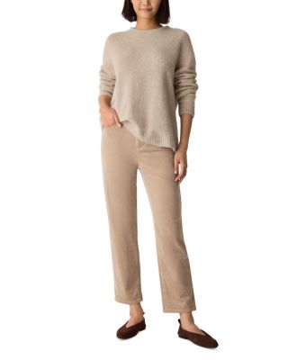 Corduroy High Rise Ankle Jeans in Biscuit