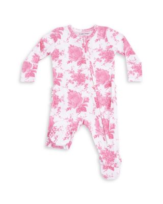 Girls' Roses 2 Way Zipper Ruffled Back Footie - Baby