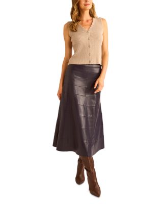 Faux Leather Seamed Skirt