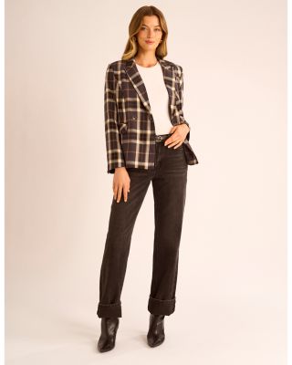 High Rise Cuffed Wide Leg Jeans in Rich Black