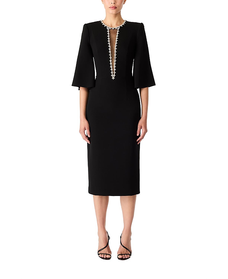 Jenny Packham Grace Midi Dress In Black