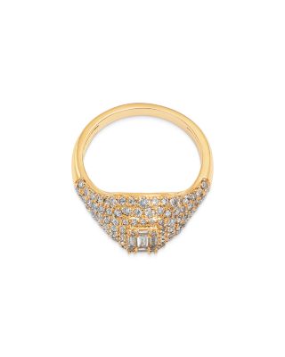Diamond Round & Baguette Ring in 14K Yellow Gold, 1.25 tcw