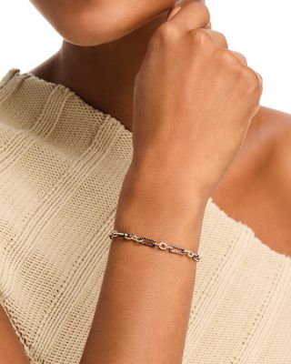 Black & White Diamond Chain Link Bracelet in 14K Yellow Gold, 2.0 tcw