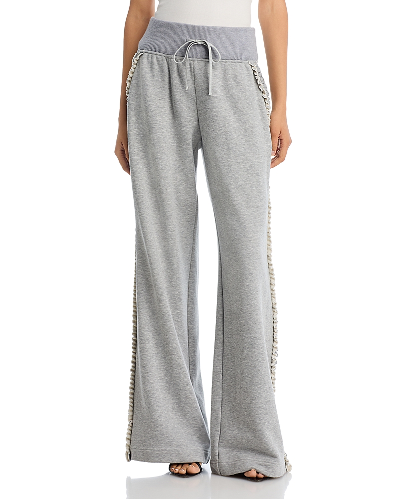 Cinq À Sept Cinq A Sept Ruffled Rhinestone Trim Pants In Gray