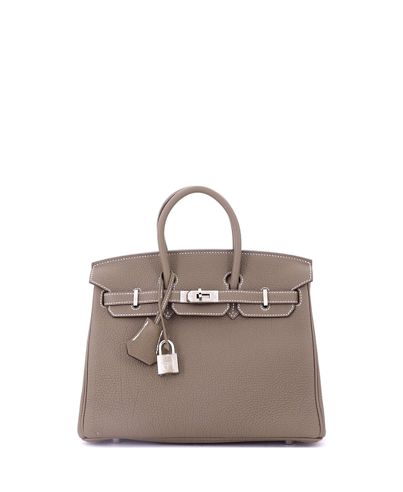 Pre-owned Pre-owned Hermes Hermes Birkin 25 Handbag Grey Togo With Palladium Hardware In Brown