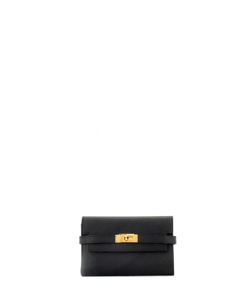 Pre-owned Pre-owned Hermes Hermes Medium Kelly Trifold Wallet Epsom In Black