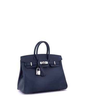 Birkin 25 Handbag Blue Swift with Palladium Hardware