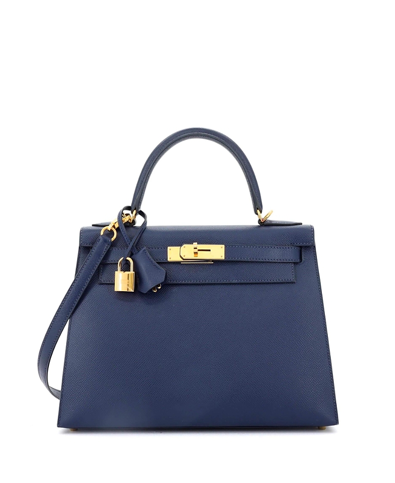 Pre-owned Pre-owned Hermes Hermes Kelly 28 Handbag Blue Epsom With Gold Hardware