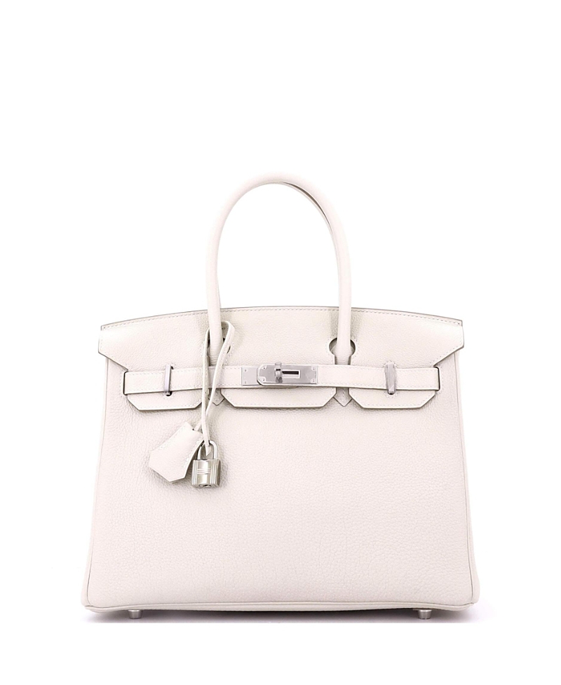 Pre-owned Pre-owned Hermes Hermes Birkin 30 Handbag Light Clemence With Palladium Hardware In White