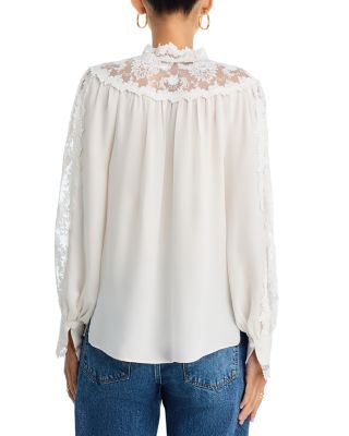 Miguel Lace Inset Silk Blouse