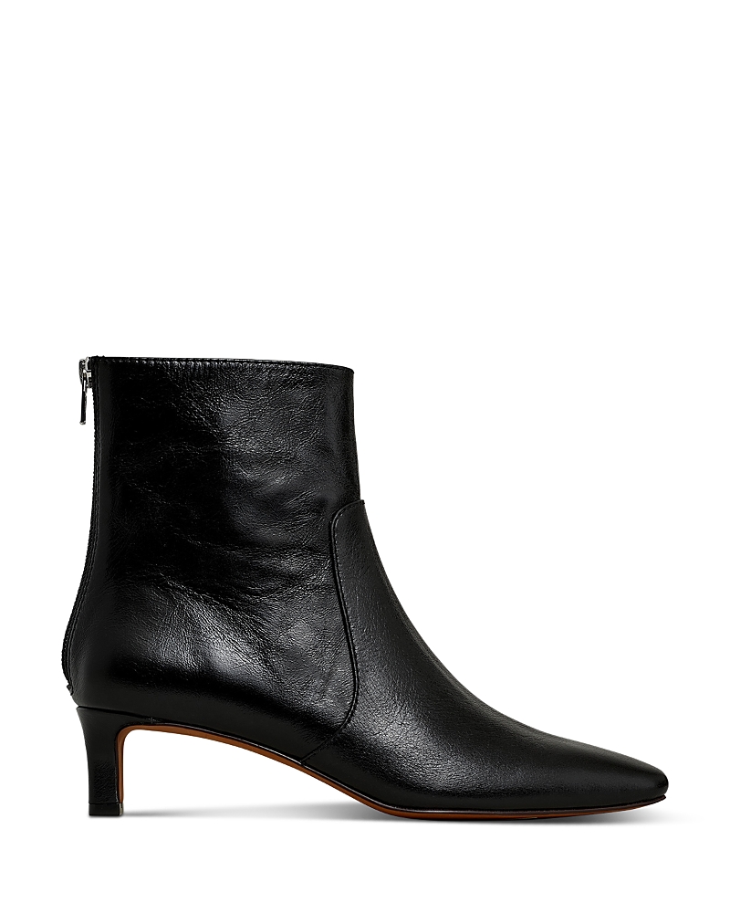 Madewell Women's The Dimes Crinkled Leather Kitten Heel Boots In Black