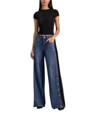 Amazing Low Rise Wide Leg Snap Trim Jeans in Cambria Vintage