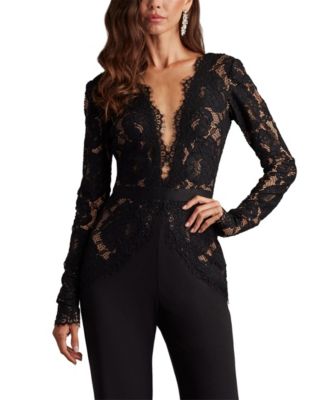 Amaris Plunging Illusion Lace Jumpsuit