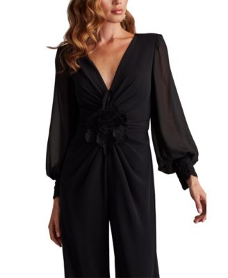 Sahana Bishop Sleeve Plunge Jumpsuit