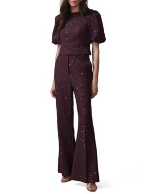 Women's Sequin Lace Flared Trousers
