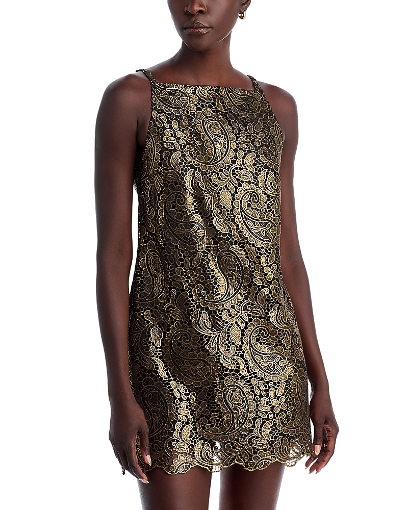 Michael Kors Metallic Lace Mini Dress In Multi