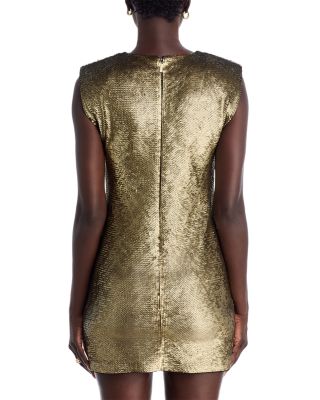 Extended Shoulder Sequin Mini Dress