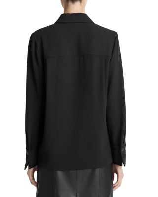 Faux Leather Trim Blouse