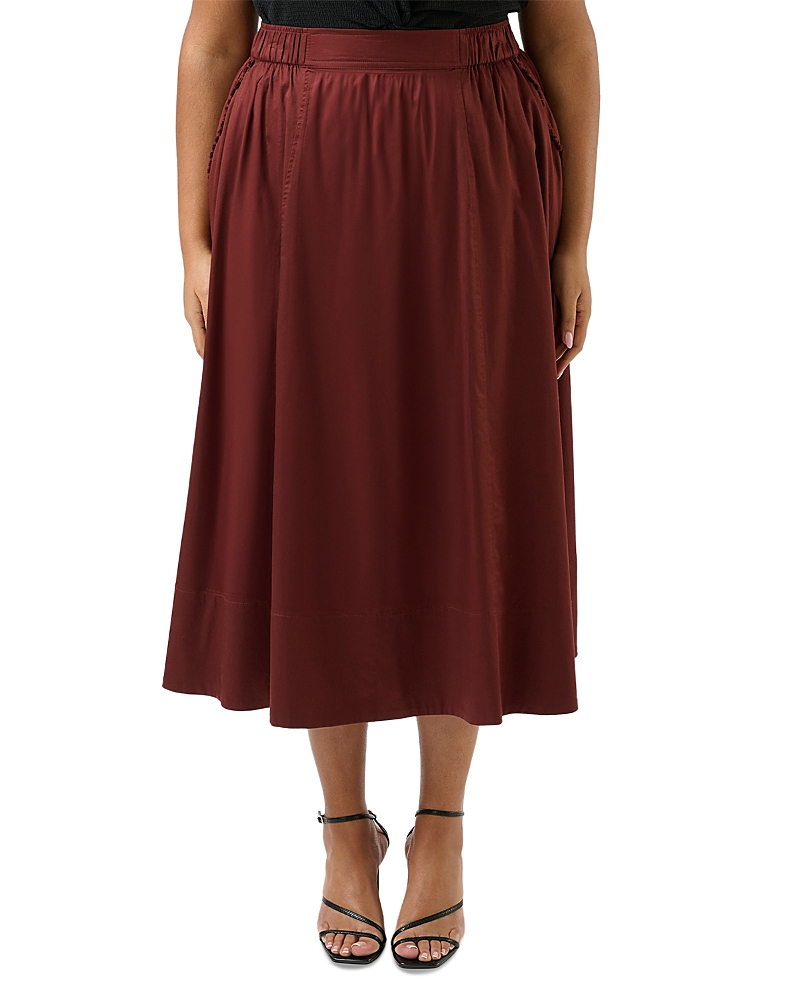 Estelle Plus Sahara Breeze Midi Skirt In Brown