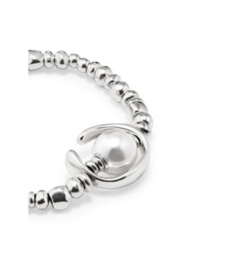  Sterling Silver Plated Beaded With A Pearl Bracelet