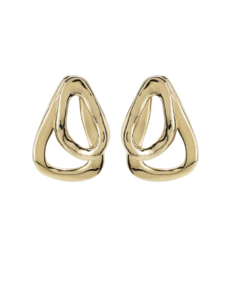 Unode50 18k Gold-plated Earrings With 2 Overlapping Links In Gold