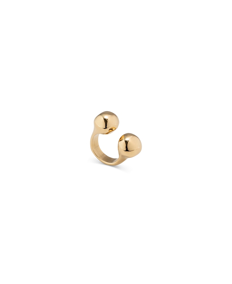 Unode50 Open Ring With Two Beads In Burgundy