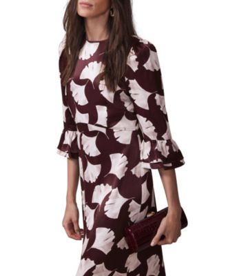Women's Leaf Print Midi Dress