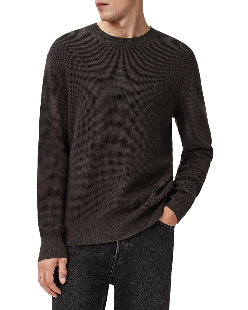 Allsaints Waffle Crewneck Sweater In Black