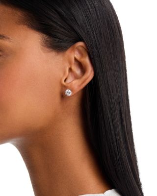 Certified Diamond Round Stud Earrings 14K White Gold, 3.0 tcw