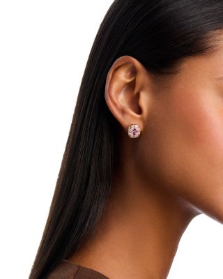 Pink Sapphire & Diamond Stud Earrings in 14K Yellow Gold