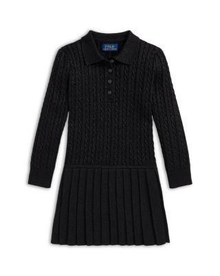 Girls' Metallic Mini Cable Polo Sweater Dress - Little Kid