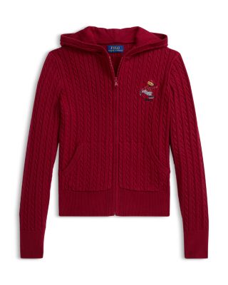 Girls' Polo Bear Cotton Full Zip Sweater - Big Kid