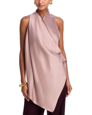 Silk Draped Cowlneck Top
