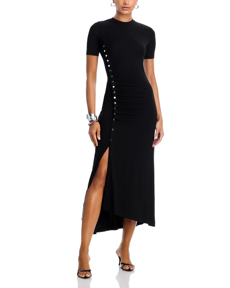 Rabanne Draped Stretch Jersey Maxi Dress in Black