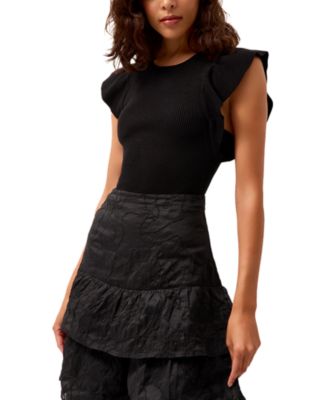 Rory Flutter Sleeve Ribbed Top