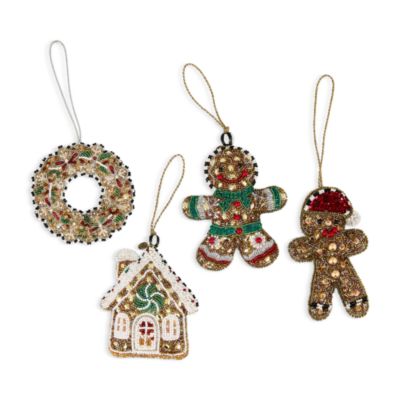 Gingerbread Beaded Ornaments, Set of 4